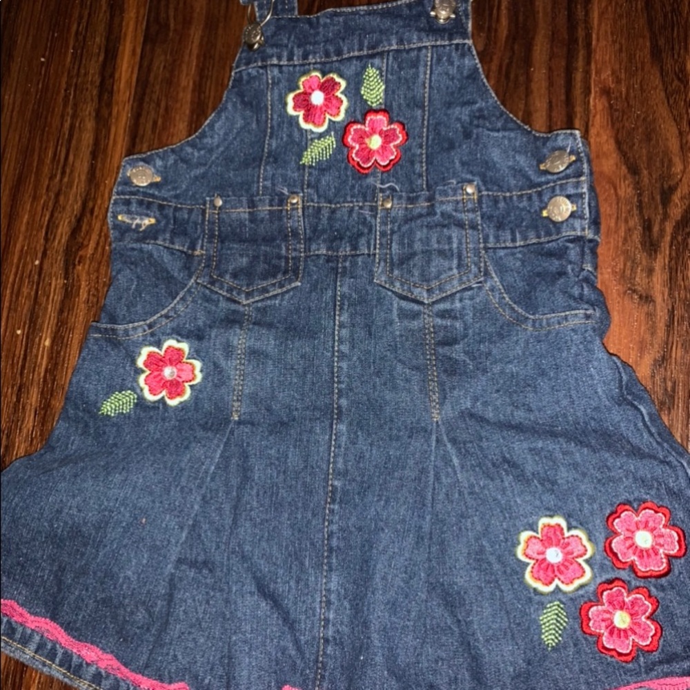 Girls Jean dress with embroidered flowers 4T